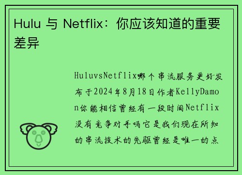 Hulu 与 Netflix：你应该知道的重要差异